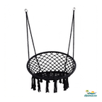 Fauteuil suspendu macramé noir de chez Hamacio avec deux attaches. 