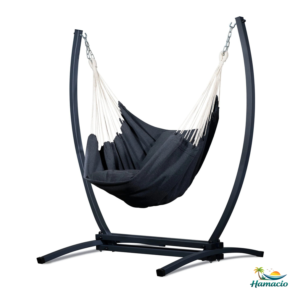 Fauteuil suspendu gris foncé de hamacio avec un support gris graphite