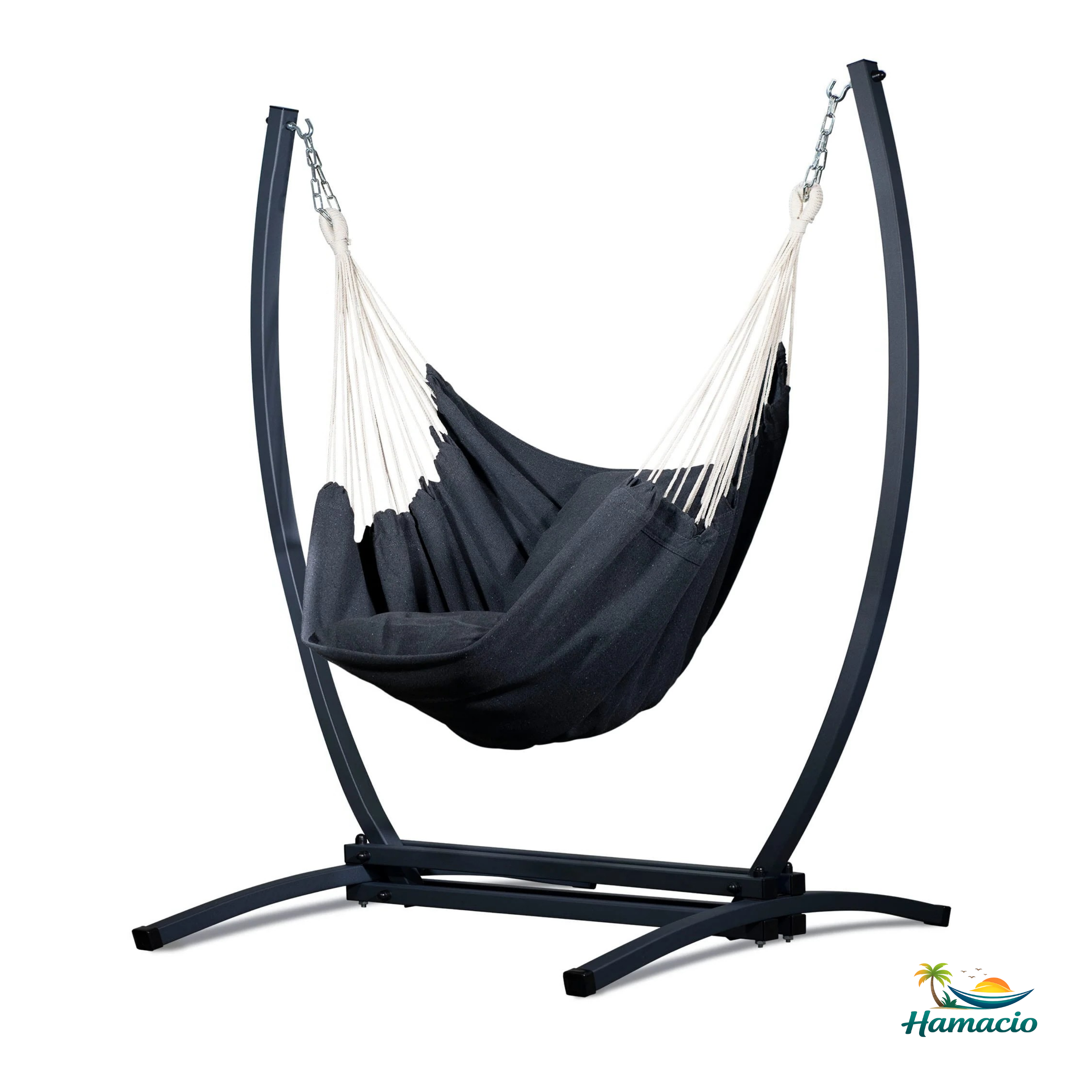 Fauteuil suspendu gris foncé de hamacio avec un support gris graphite
