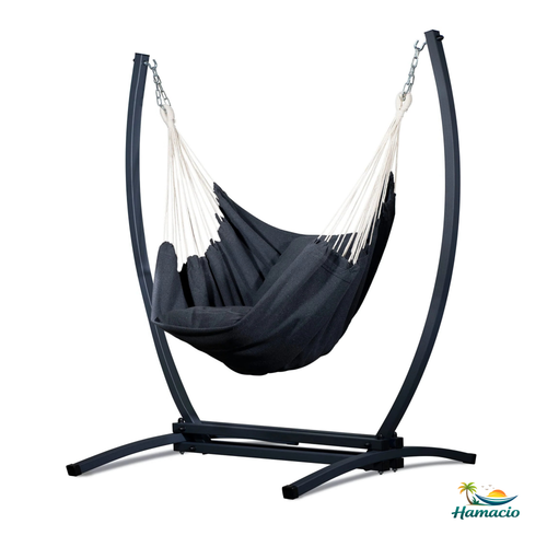 Fauteuil suspendu gris foncé de hamacio avec un support gris graphite