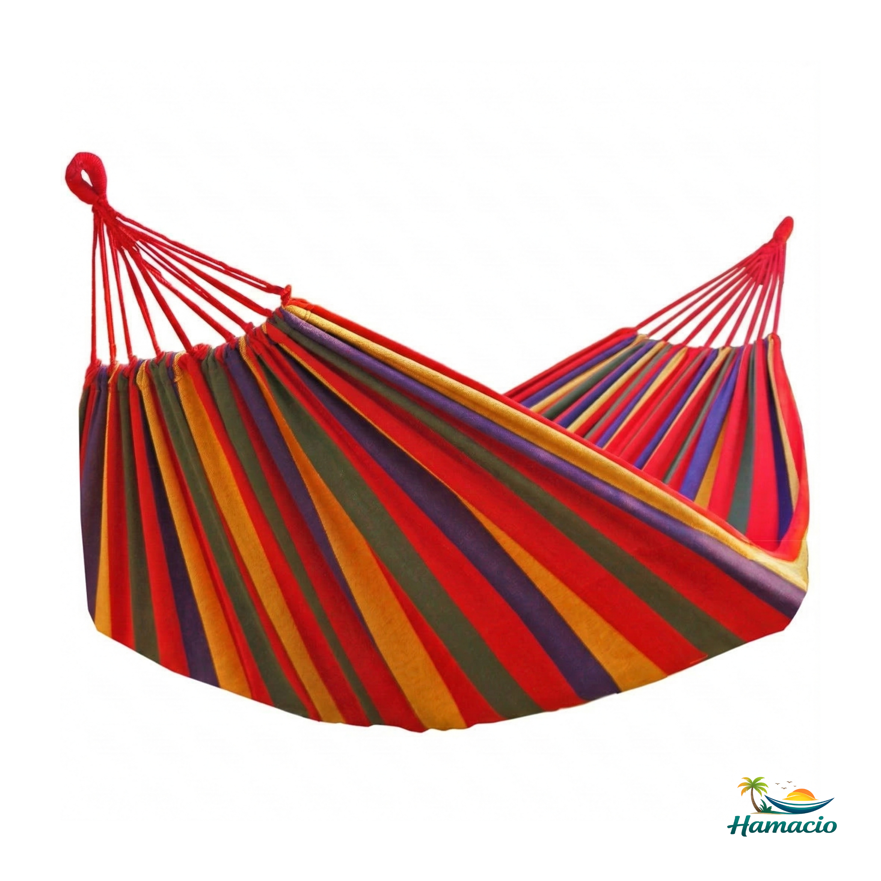 hamac double rouge et jaune de la collection horizonte de hamacio en taille 220x160 