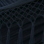 Hamac noir modèle Macramé de Hamacio, zoom sur les détails et le tissu